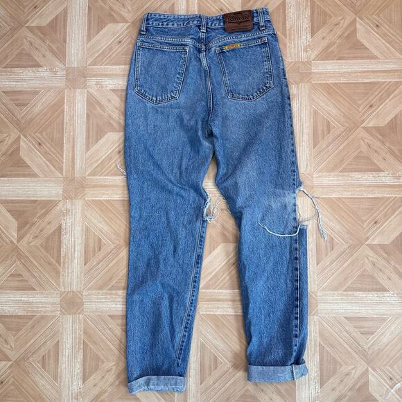 Edwin Medium Wash Denim Distressed Grunge London Slim Jeans Womens 30 High Rise - Picture 5 of 5